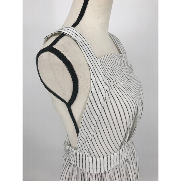 Lulus Women Apron Dress Size Small Black/White Stripe Crossback Open back - Picture 6 of 10